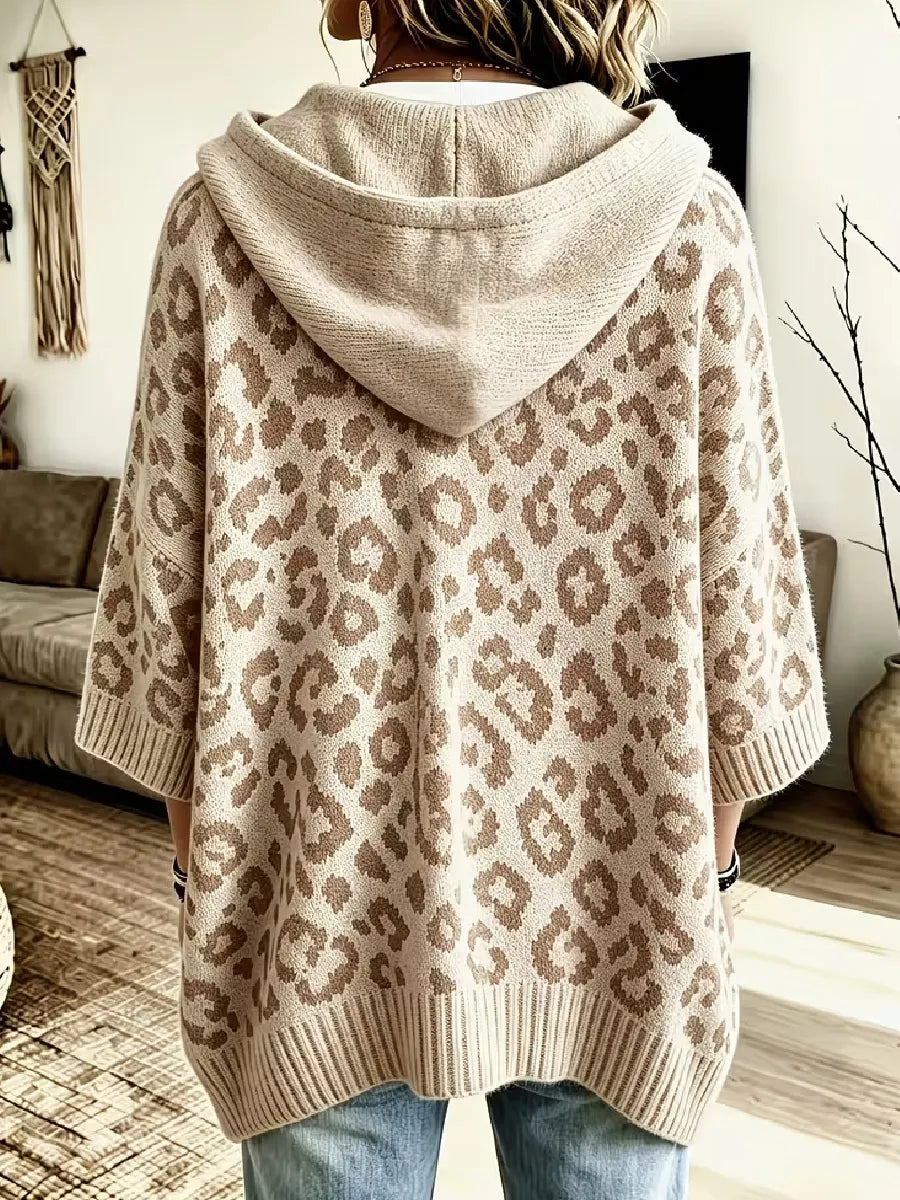 Jocasta - oversize pletená mikina s leopardím vzorem