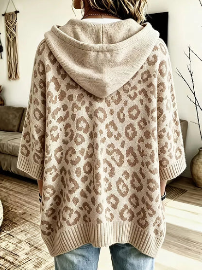Jocasta - oversize pletená mikina s leopardím vzorem
