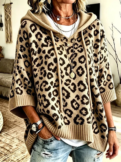 Jocasta - oversize pletená mikina s leopardím vzorem