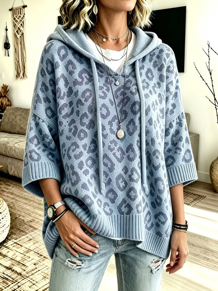Jocasta - oversize pletená mikina s leopardím vzorem