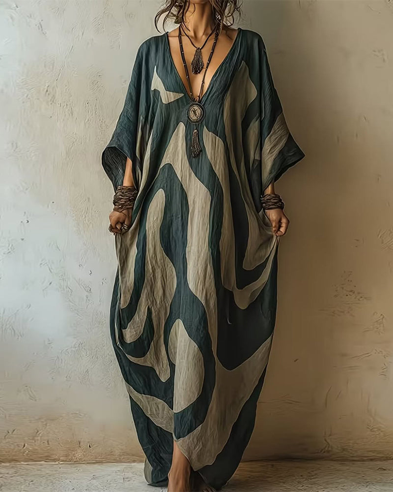 Aramina - Luxusní potištěný maxi kaftan