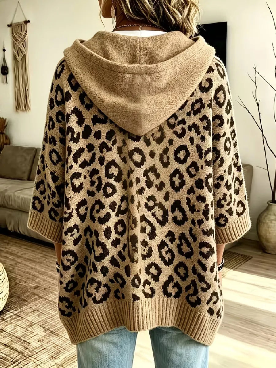 Jocasta - oversize pletená mikina s leopardím vzorem