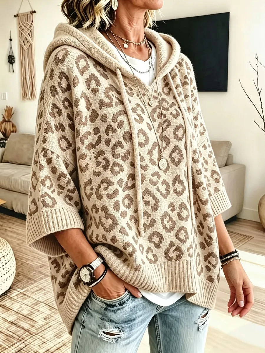 Jocasta - oversize pletená mikina s leopardím vzorem