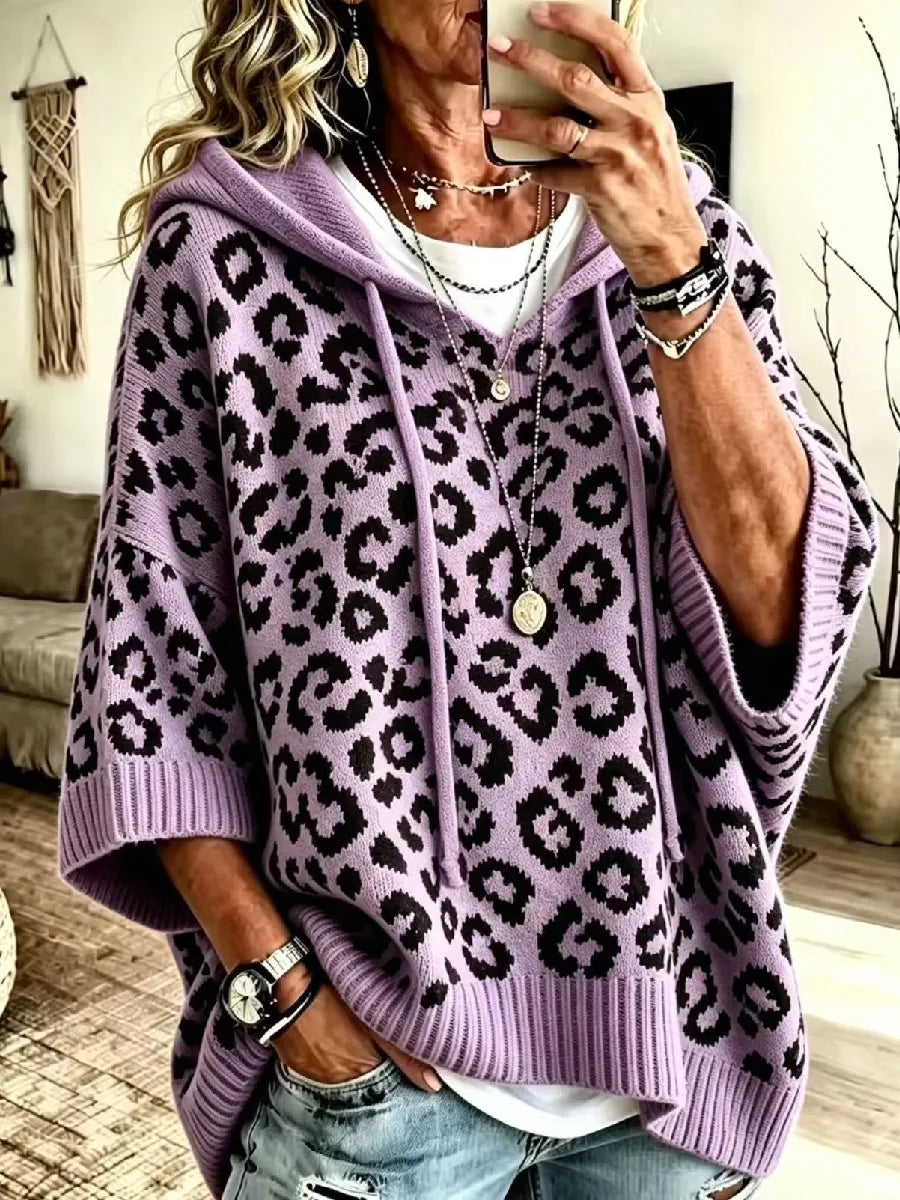 Jocasta - oversize pletená mikina s leopardím vzorem