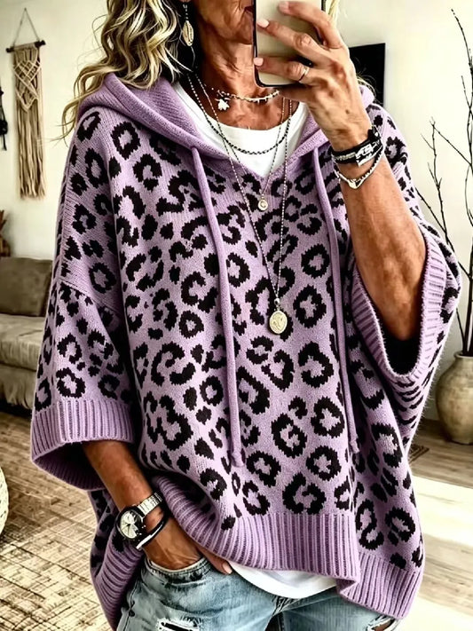 Jocasta - oversize pletená mikina s leopardím vzorem