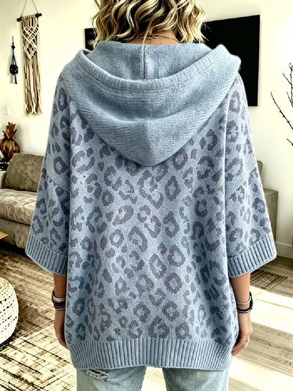 Jocasta - oversize pletená mikina s leopardím vzorem